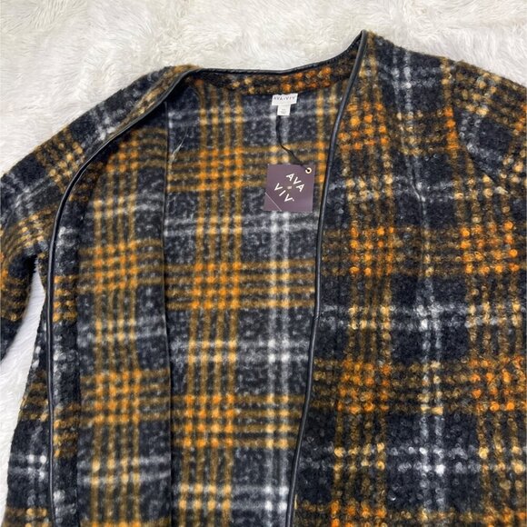 Ava & Viv Brown Cardigan Plaid Open Front Coatigan Size 4XL - Picture 7 of 16